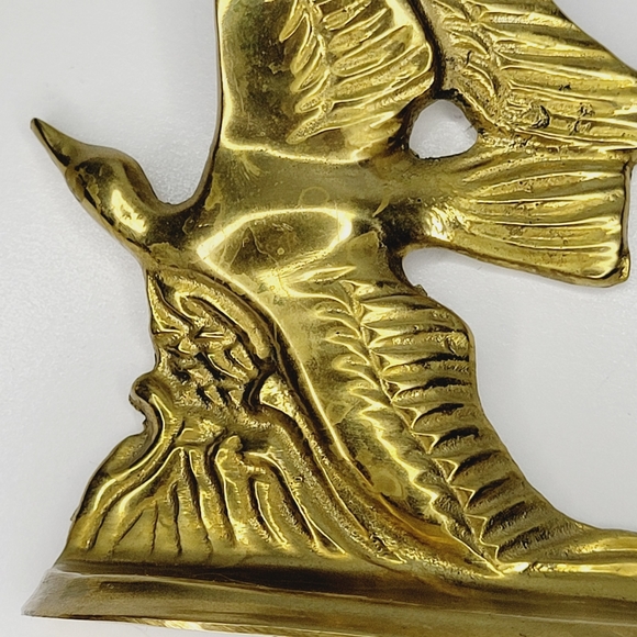 Solid Brass Flying Burds Book End Vintage Made in Tiawan 8" - Picture 8 of 9